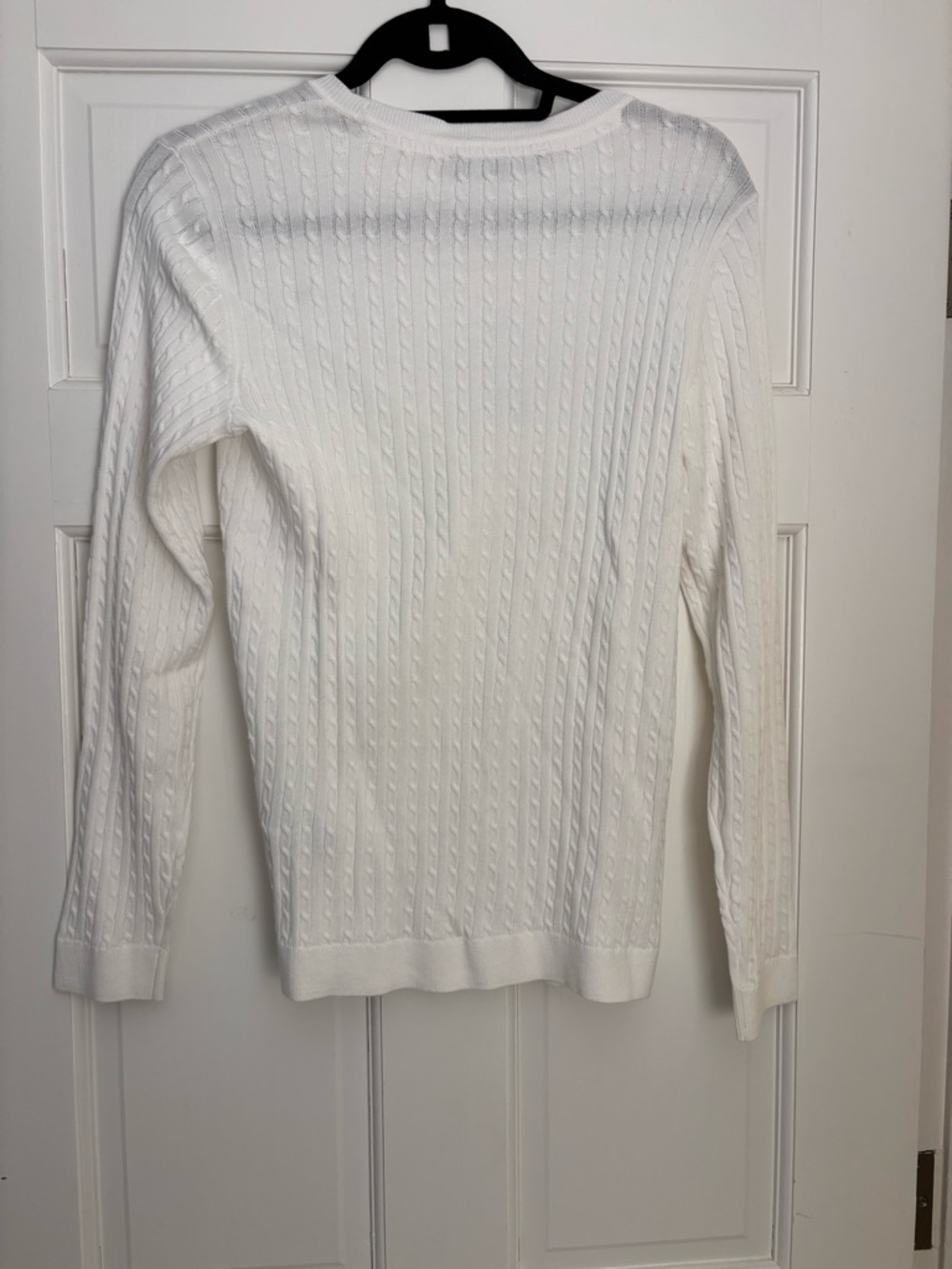 Tommy Hilfiger White Cable-Knit Crew Sweater - Picture 6 of 6